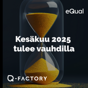 Kuvassa tiimalasi ja teksti "Kesäkuu 2025 tulee vauhdilla"