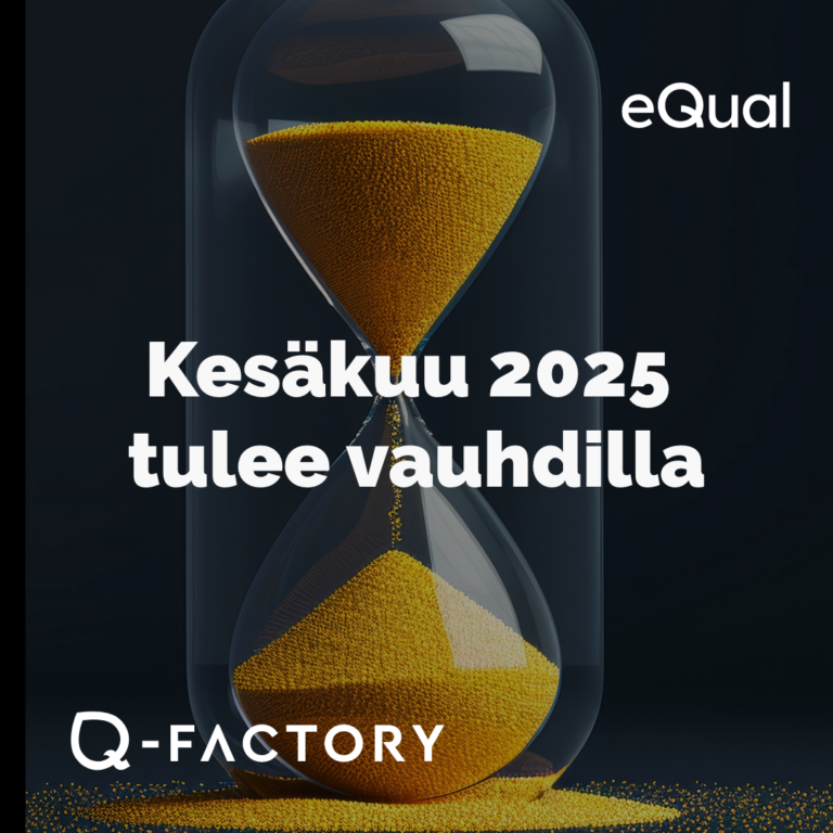 Kuvassa tiimalasi ja teksti "Kesäkuu 2025 tulee vauhdilla"