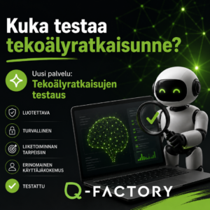 Kuvassa mainos tekoälyratkaisujen testauksesta