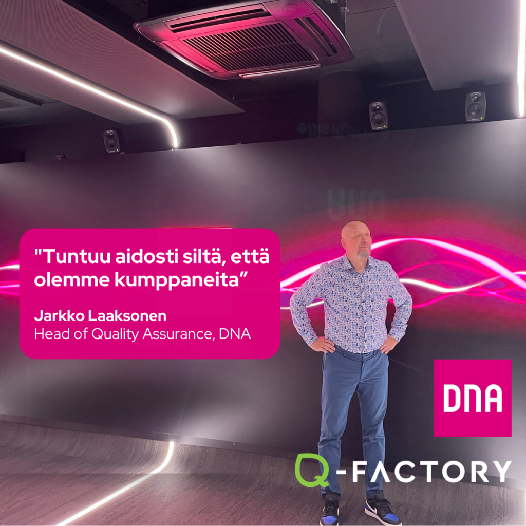 Kuvassa DNA:n Jarkko Laaksonen. DNA ja Q-Factory: Yli vuosikymmen yhdessä laadukkaampien digipalveluiden puolesta.
