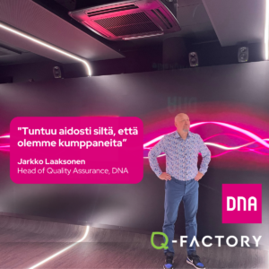 Kuvassa DNA:n Jarkko Laaksonen. DNA ja Q-Factory: Yli vuosikymmen yhdessä laadukkaampien digipalveluiden puolesta.