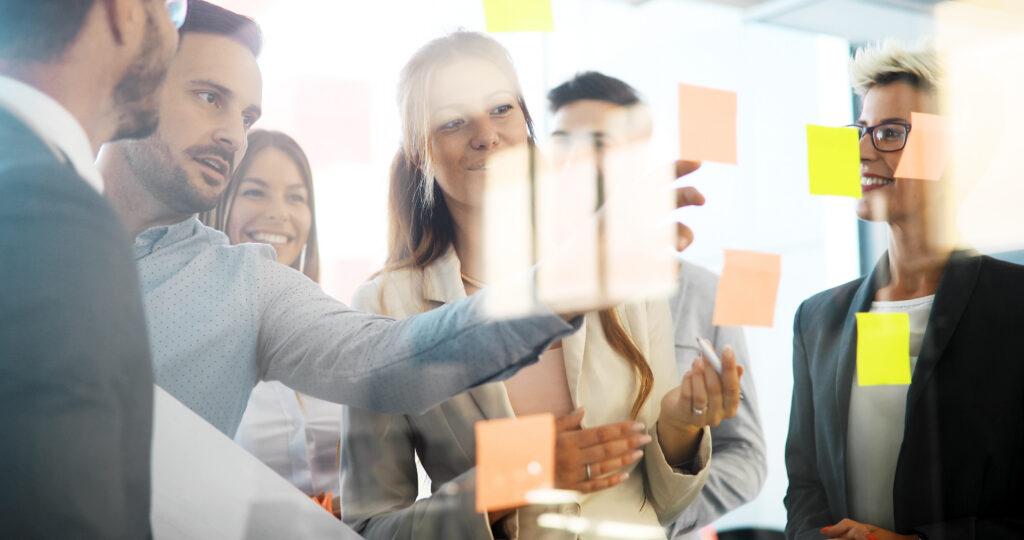 Creative professional business people working on business project in office